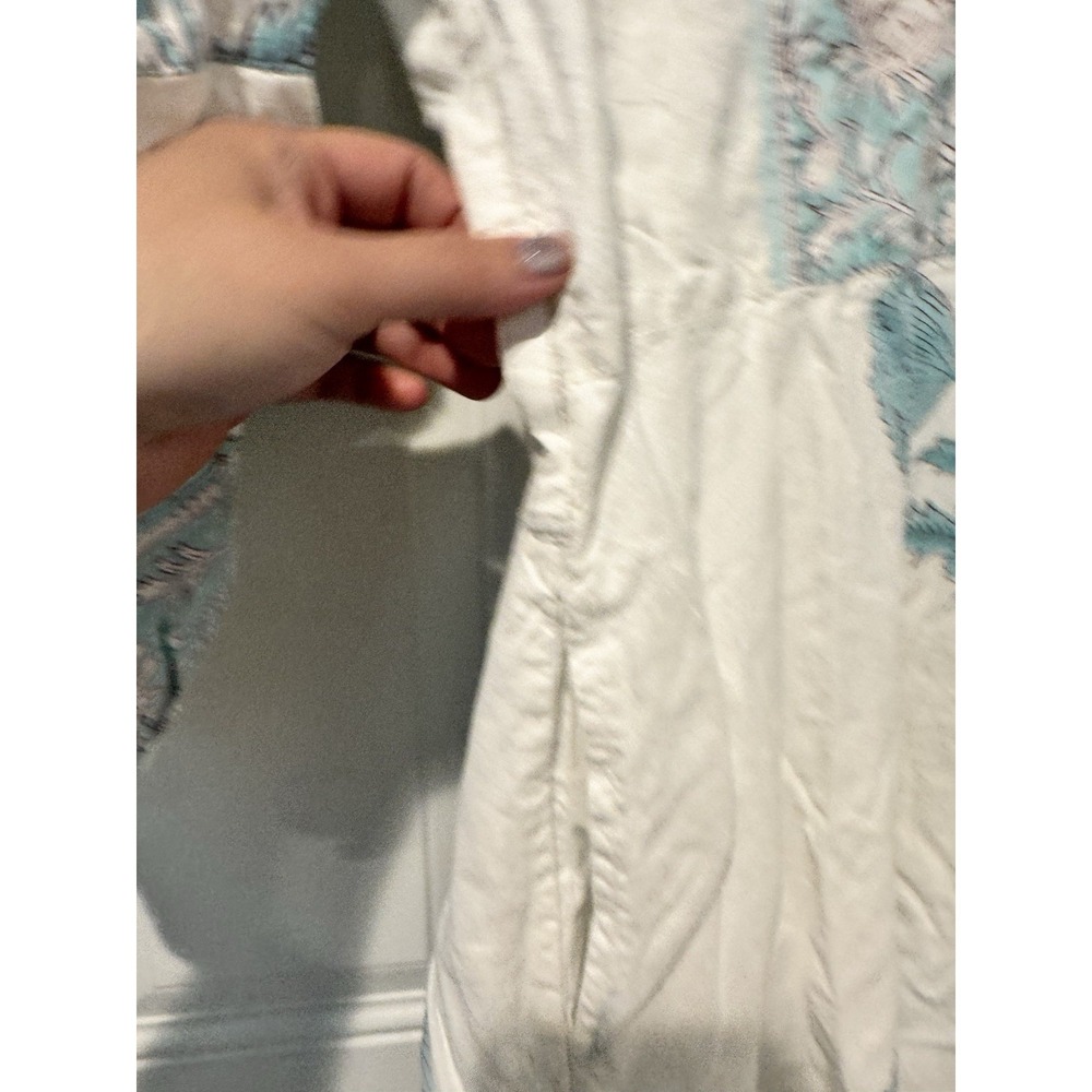 Sue Sartor Women's Blue Floral Flounce Dress Long sleeves XS Boho Artsy NO BELT - Picture 3 of 16